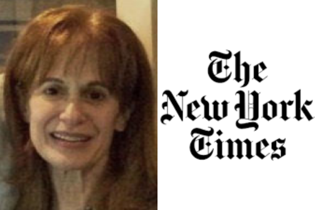 Professor Terrie Gale next to the New York Times logo